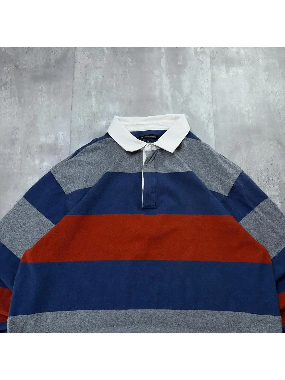 Y2K Banana Republic Striped Rugby Long Sleeve Polo Shirt